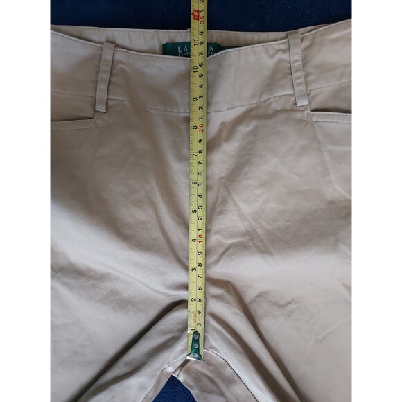 Ladies Ralph Lauren Premium Khaki Tan Straight Mid Rise Side Zip Pants Size 8 - Picture 5 of 9